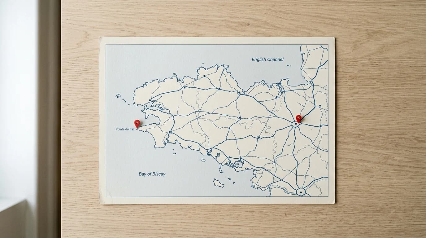 Carte du Finistère avec Henvic au nord-est et Guipavas près de Brest